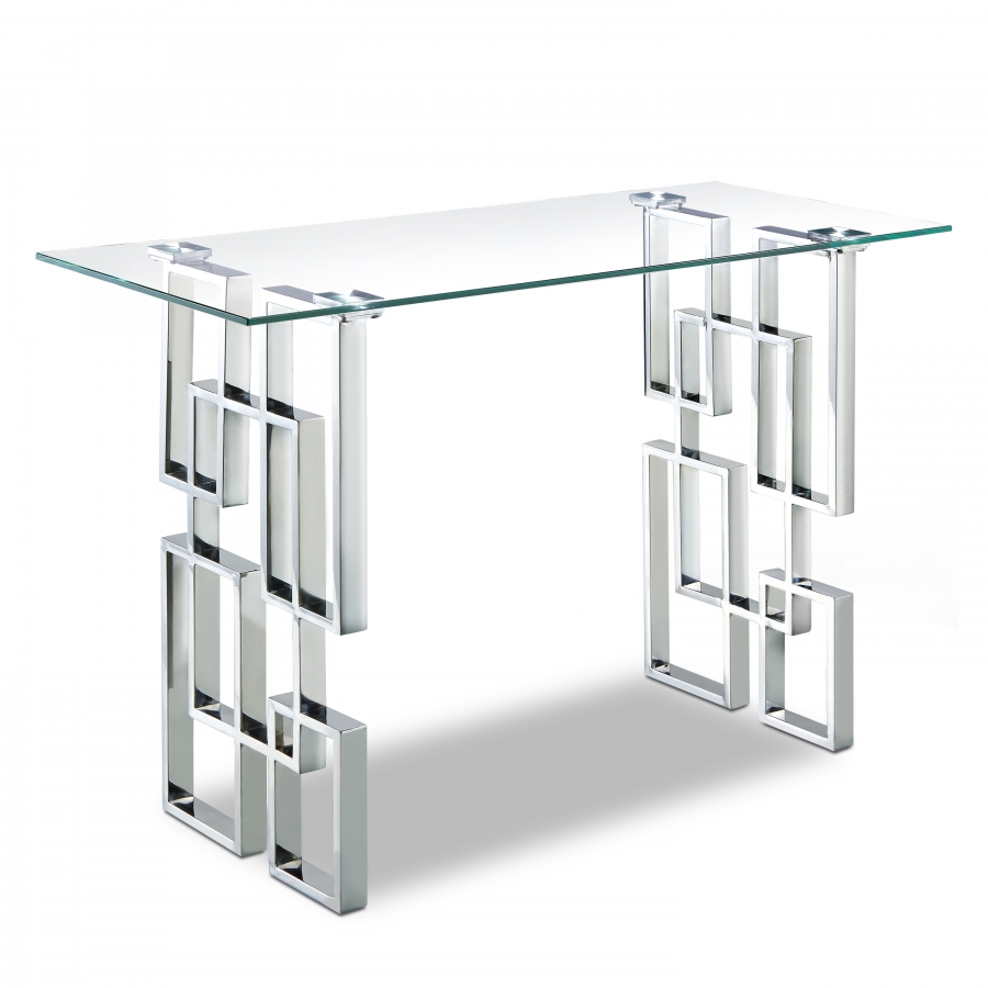 Alexis Glass Top And Chrome Steel Base Console Table