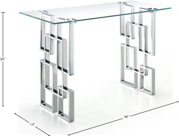 Alexis Glass Top And Chrome Steel Base Console Table
