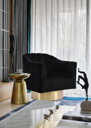 Farrah Velvet Upholstered Swivel Accent Chair