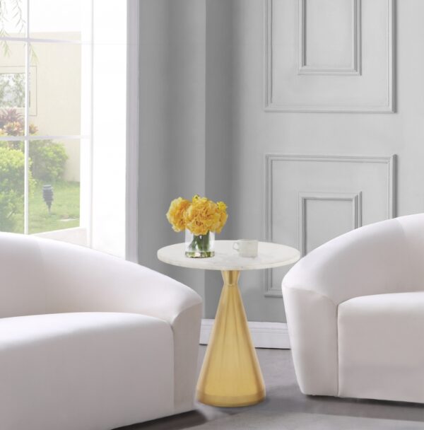 Emery Marble Top And Steel Base End / Side Table