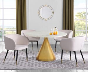 Emery 48" Marble Top And Steel Base Dining Table
