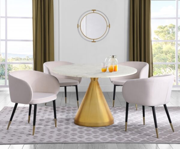 Emery 48" Marble Top And Steel Base Dining Table