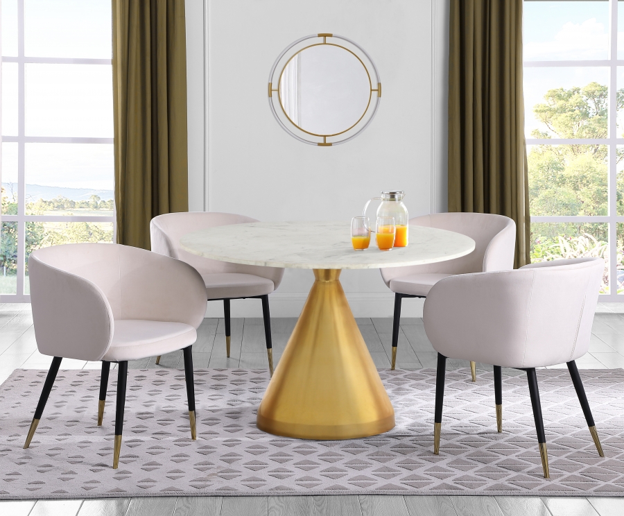 Emery 48" Marble Top And Steel Base Dining Table