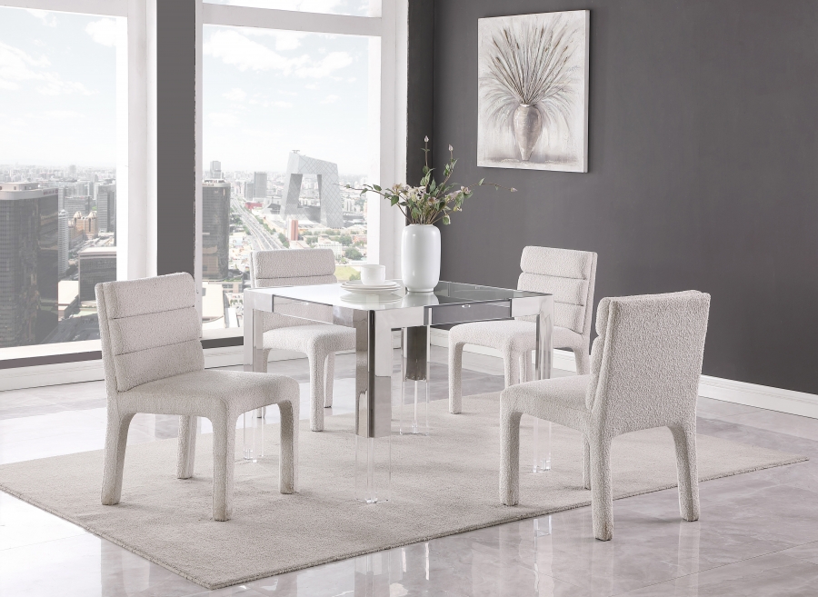 Casper 38" Glass Top, Acrylic And Steel Base Dining Table