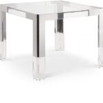 Casper 38" Glass Top, Acrylic And Steel Base Dining Table