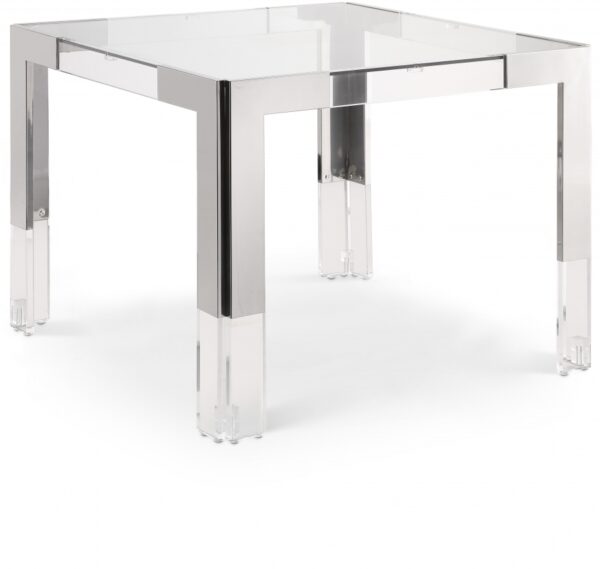 Casper 38" Glass Top, Acrylic And Steel Base Dining Table