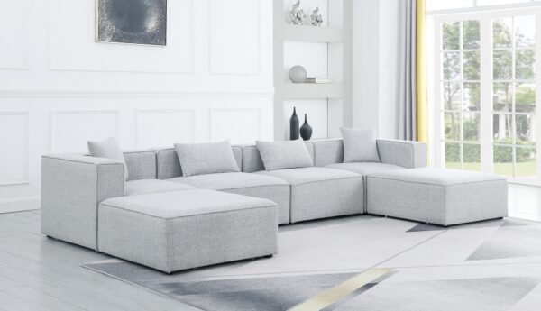 Cube Linen Textured Fabric Upholstered Collection