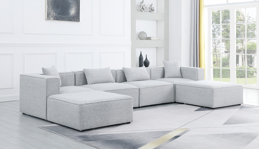 Cube Linen Textured Fabric Upholstered Collection