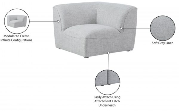 Miramar Linen Textured Fabric Upholstered Corner Modular Chair