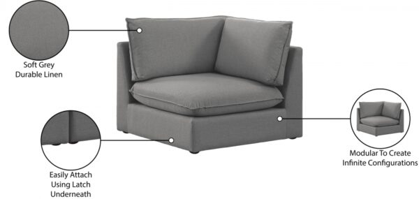 Mackenzie Linen Textured Fabric Upholstered Corner Modular Chair