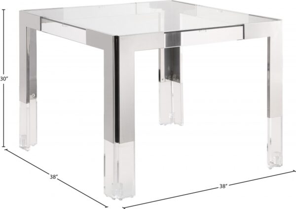 Casper 38" Glass Top, Acrylic And Steel Base Dining Table