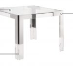 Casper 38" Glass Top, Acrylic And Steel Base Dining Table