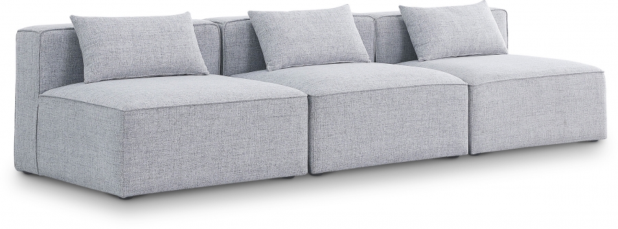 Cube 108" Fabric Upholstered 3pc. Armless Modular Sofa