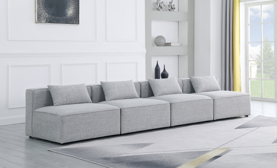 Cube 144" Fabric Upholstered 4pc. Armless Modular Sofa
