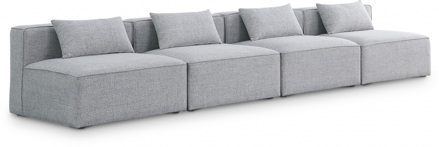 Cube 144" Fabric Upholstered 4pc. Armless Modular Sofa