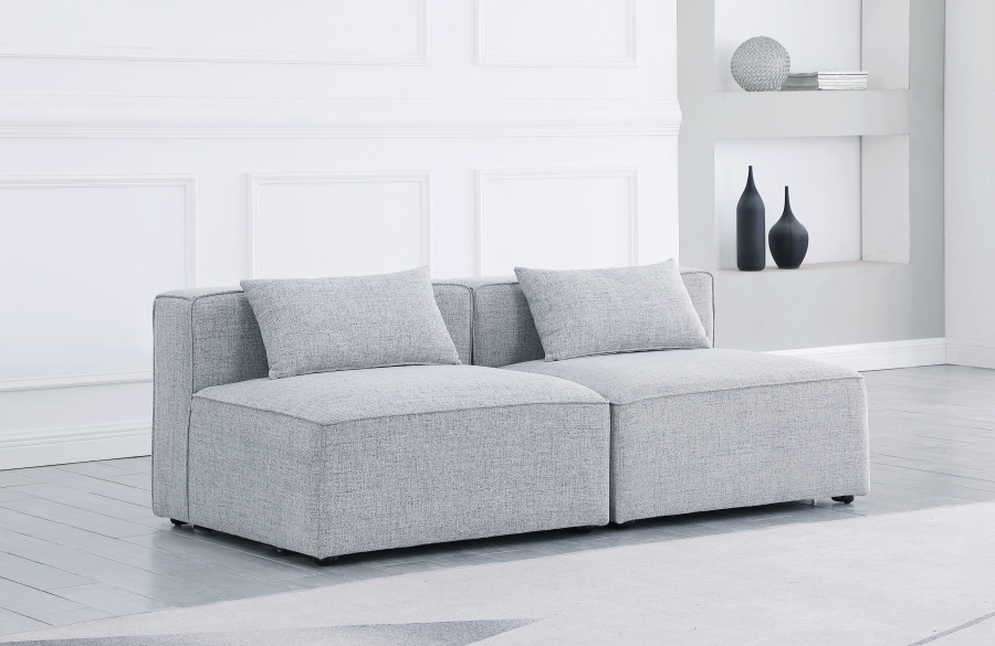 Cube 72" Fabric Upholstered 2pc. Armless Modular Loveseat