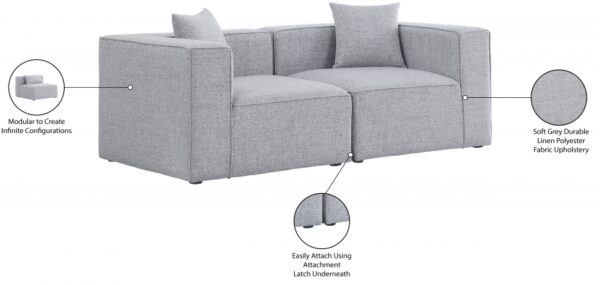 Cube 72" Fabric Upholstered 2pc. Modular Loveseat