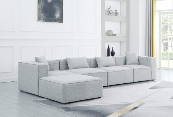 Cube 144" Fabric Upholstered 5pc Modular Sectional