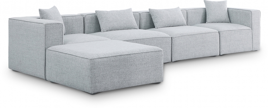 Cube 144" Fabric Upholstered 5pc Modular Sectional