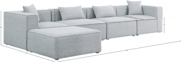 Cube 144" Fabric Upholstered 5pc Modular Sectional