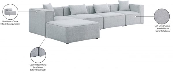 Cube 144" Fabric Upholstered 5pc Modular Sectional