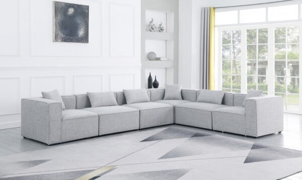 Cube 108" Fabric Upholstered 6pc Modular Sectional