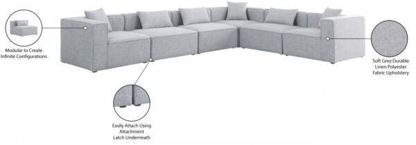 Cube 108" Fabric Upholstered 6pc Modular Sectional