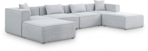 Cube 144" Fabric Upholstered 6pc Modular Sectional