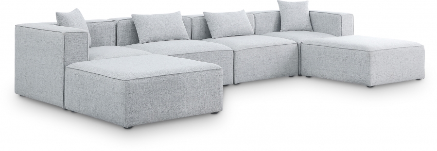 Cube 144" Fabric Upholstered 6pc Modular Sectional