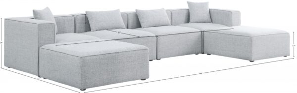 Cube 144" Fabric Upholstered 6pc Modular Sectional