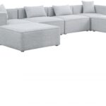 Cube 144" Fabric Upholstered 6pc Modular Sectional