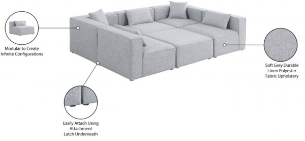 Cube 108" Fabric Upholstered 6pc Modular Sectional