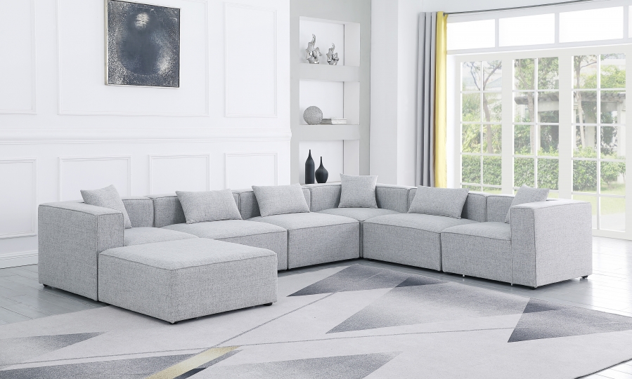 Cube 144" Fabric Upholstered 7pc Modular Sectional