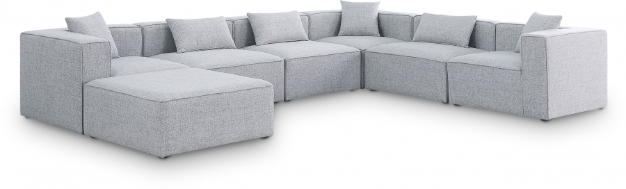 Cube 144" Fabric Upholstered 7pc Modular Sectional