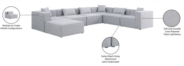 Cube 144" Fabric Upholstered 7pc Modular Sectional