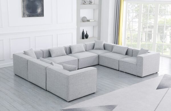 Cube 144" Fabric Upholstered 8pc Modular Sectional