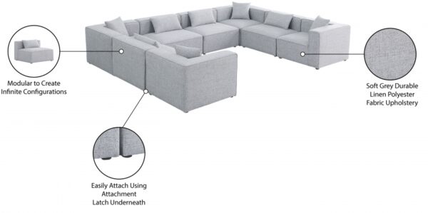 Cube 144" Fabric Upholstered 8pc Modular Sectional