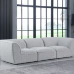 Miramar 109" Linen Textured Fabric Upholstered 3pc. Modular Sofa