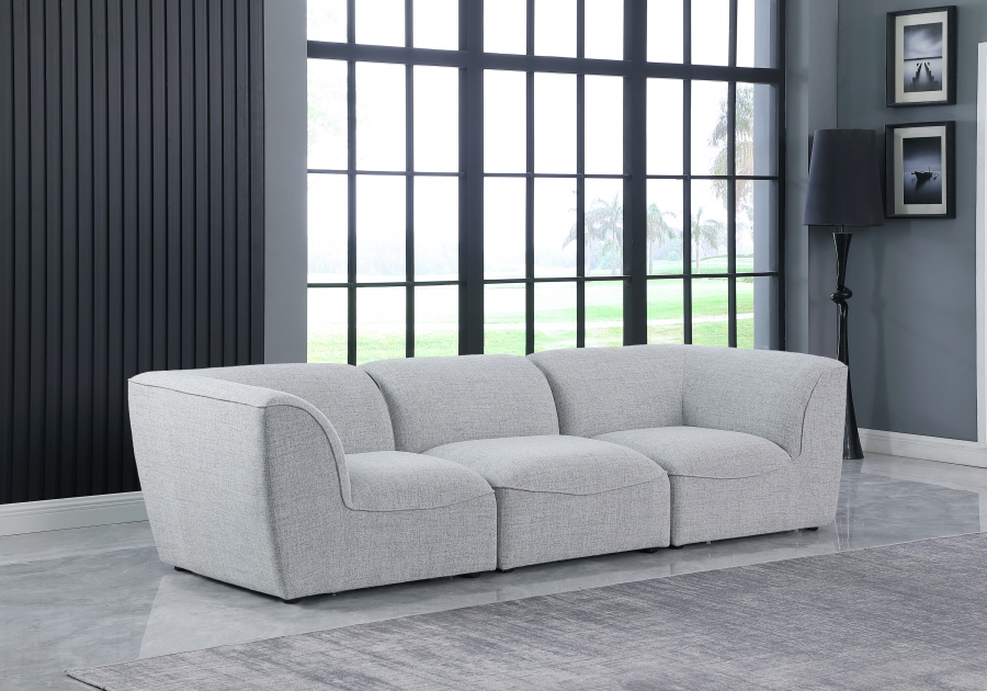 Miramar 109" Linen Textured Fabric Upholstered 3pc. Modular Sofa