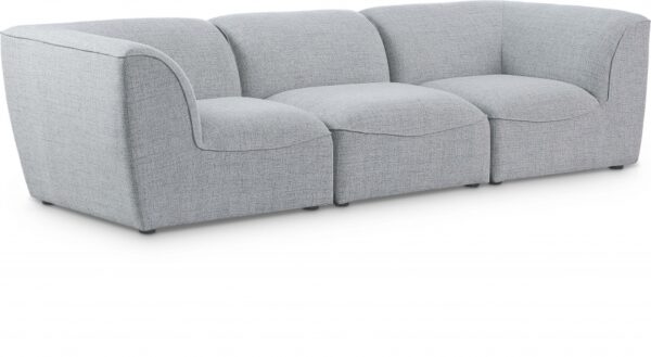 Miramar 109" Linen Textured Fabric Upholstered 3pc. Modular Sofa