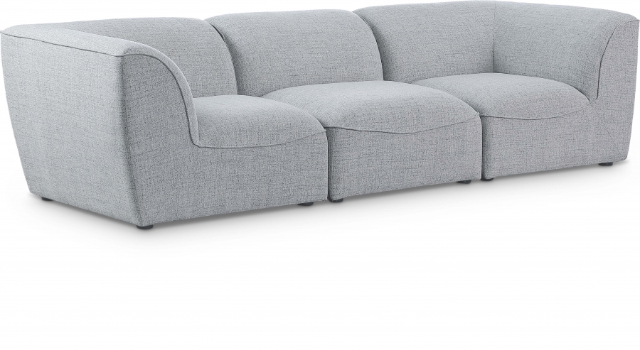 Miramar 109" Linen Textured Fabric Upholstered 3pc. Modular Sofa