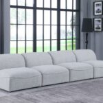 Miramar 132" Linen Textured Fabric Upholstered 4pc. Armless Modular Sofa