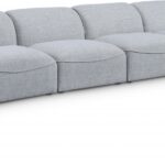 Miramar 132" Linen Textured Fabric Upholstered 4pc. Armless Modular Sofa