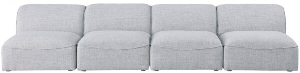 Miramar 132" Linen Textured Fabric Upholstered 4pc. Armless Modular Sofa