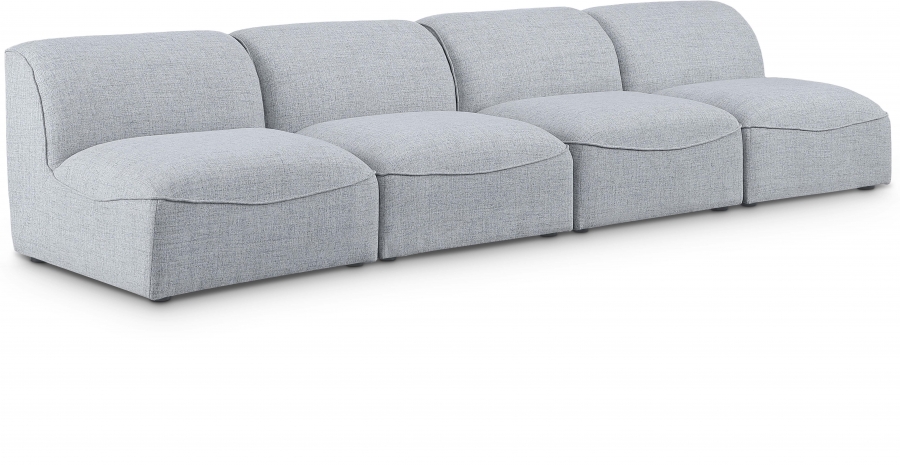 Miramar 132" Linen Textured Fabric Upholstered 4pc. Armless Modular Sofa
