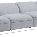 Miramar 132" Linen Textured Fabric Upholstered 4pc. Armless Modular Sofa