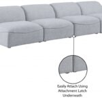 Miramar 132" Linen Textured Fabric Upholstered 4pc. Armless Modular Sofa