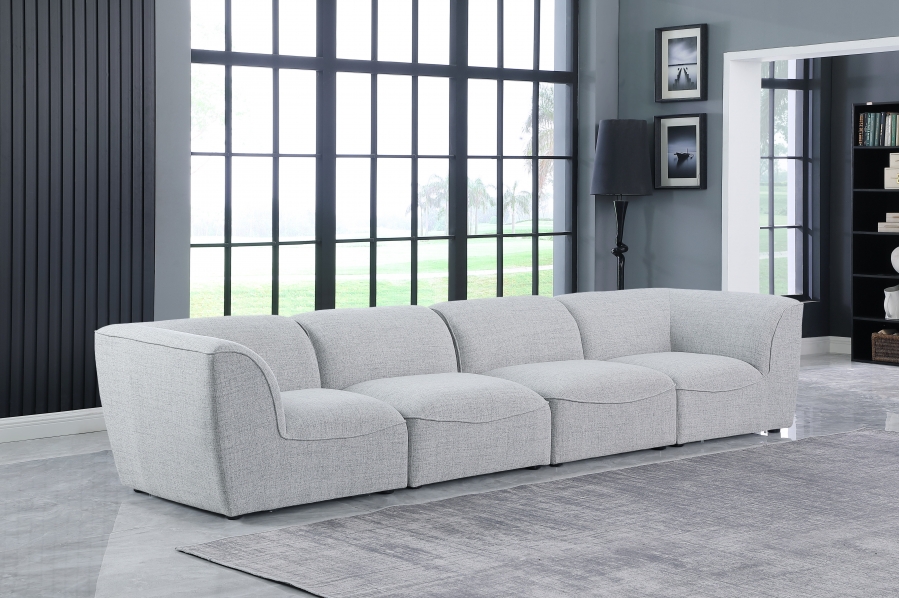 Miramar 142" Linen Textured Fabric Upholstered 4pc. Modular Sofa