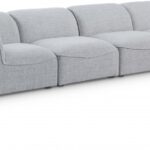 Miramar 142" Linen Textured Fabric Upholstered 4pc. Modular Sofa