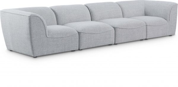 Miramar 142" Linen Textured Fabric Upholstered 4pc. Modular Sofa